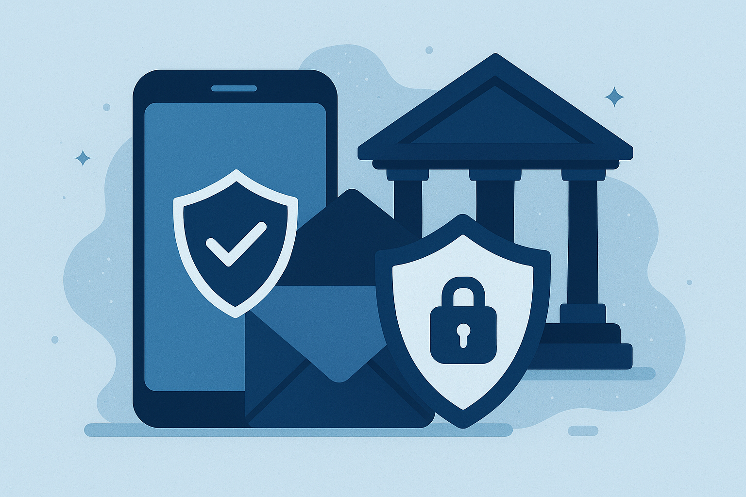 Illustration of Navy Federal–style online banking with secure mobile app and digital banking icons