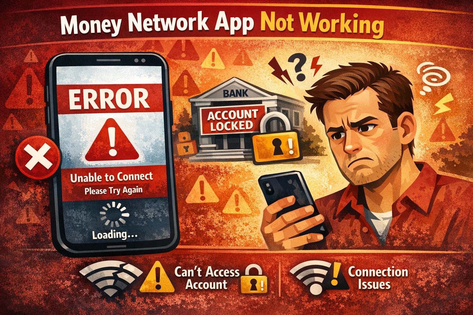 money network app not working showing login error and account access problem